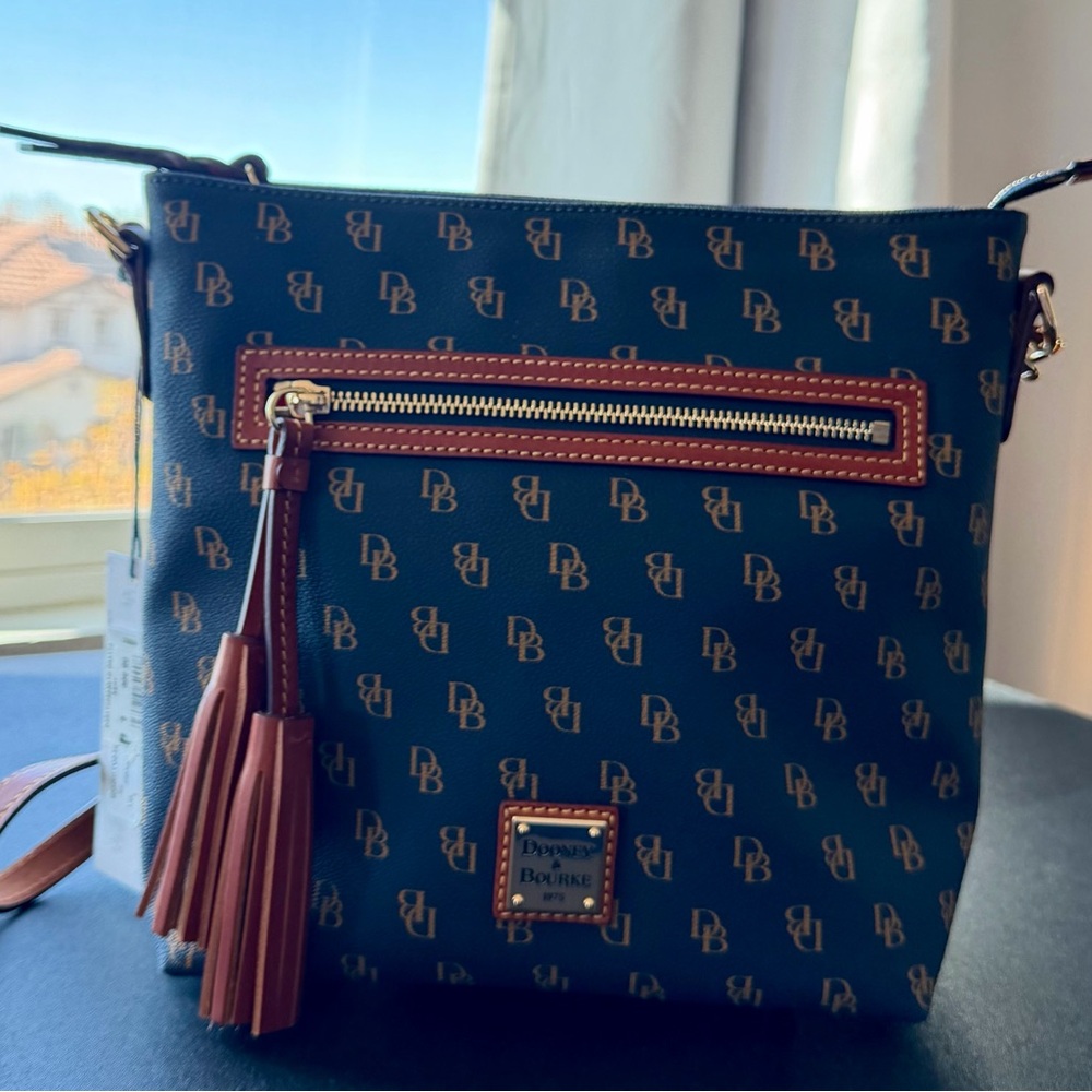 Dooney & Bourke Blue and Brown Crossbody Bag - Picture 6 of 9